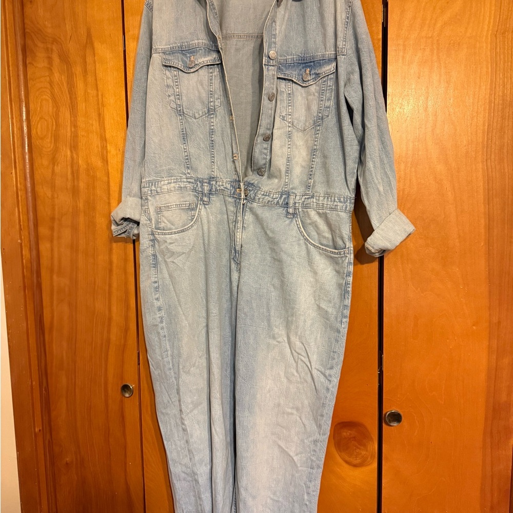 Zara Light Blue Women's Denim Overalls